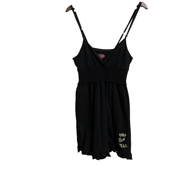 E5 Womens Black Smocked USF Bulls South Florida Football Mini Sundress Medium - Picture 1 of 8